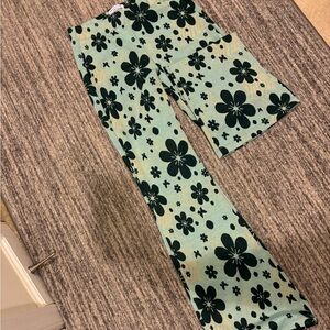 Urban Outfitters Teal and Yellow  Floral Geometric Flare Pants